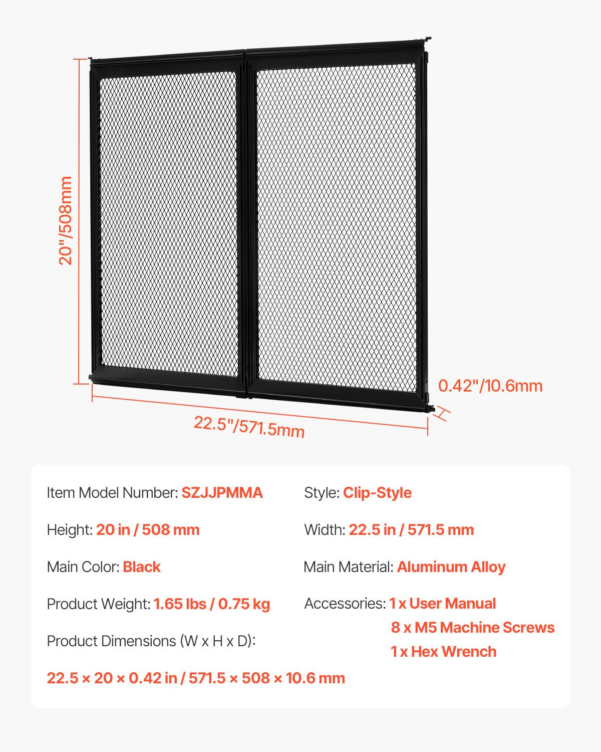 RV Screen Door Protector, 571.5 x 508 mm Door Grille, Easy to Install and Disassemble, Reinforced Breathable V952-KKSFCPMMLCH2X8IVGV0