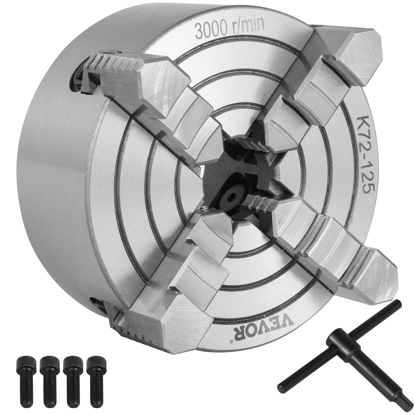 Metal Lathe Chuck 4-Jaw Independent 5 inch Cast Iron Milling Turning CNC V952-KPK72-12500000001V0