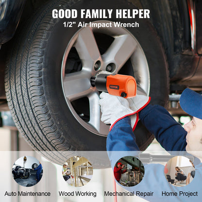 Air Impact Wrench 1/2" Square Drive 880ft-lbs Nut-busting Torque 90-120PSI V952-KQ660N121000NS328V0