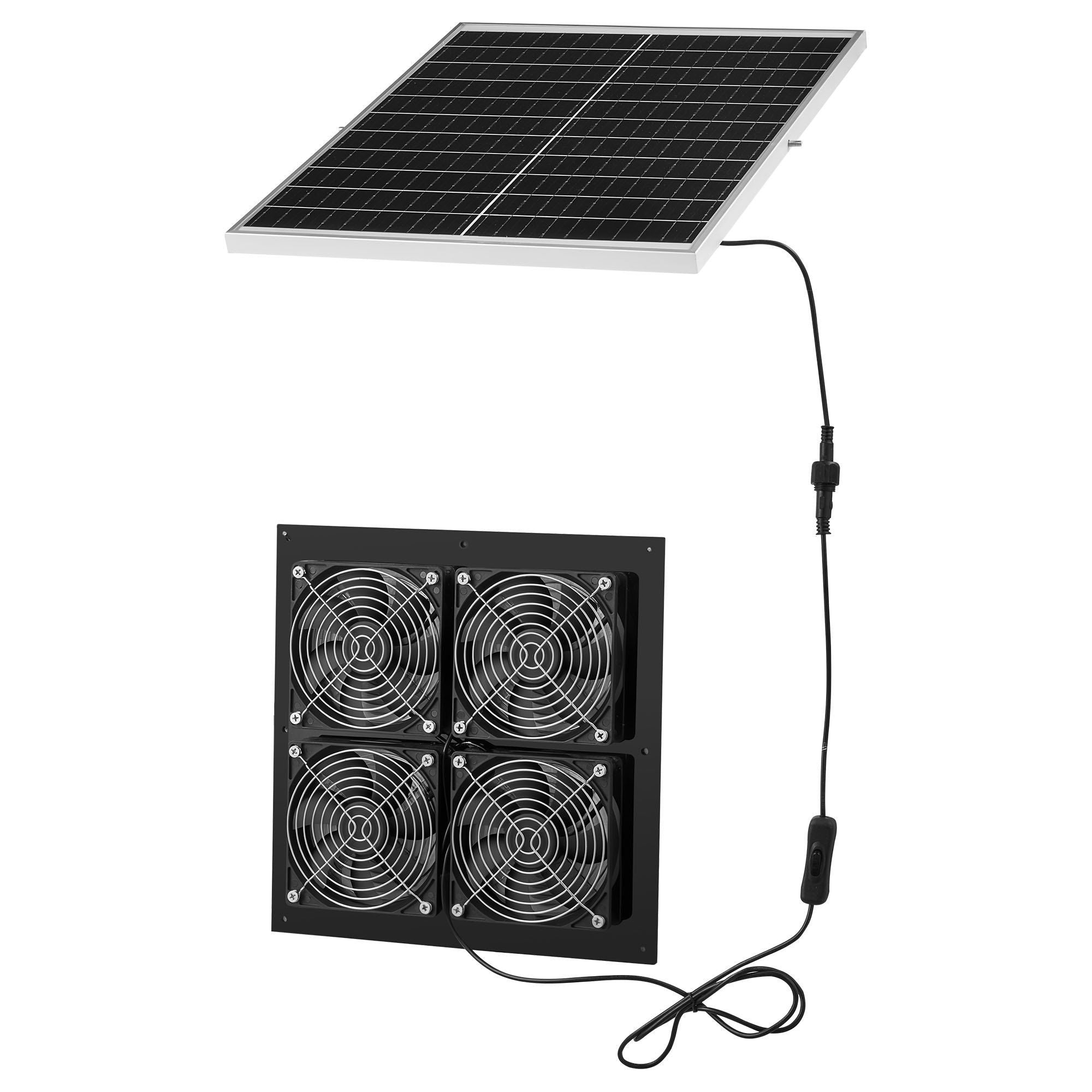 Solar Powered Fan, 25W Solar Panel with 4 Fans, Adjustable Solar Panel Angle, 2668 RPM High-Speed, Flexible V952-KQWSXHFJDTYN5TENT001Y3