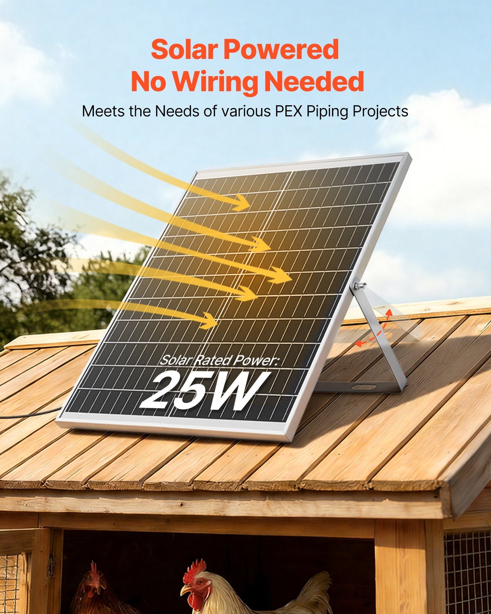 Solar Powered Fan, 25W Solar Panel with 4 Fans, Adjustable Solar Panel Angle, 2668 RPM High-Speed, Flexible V952-KQWSXHFJDTYN5TENT001Y3