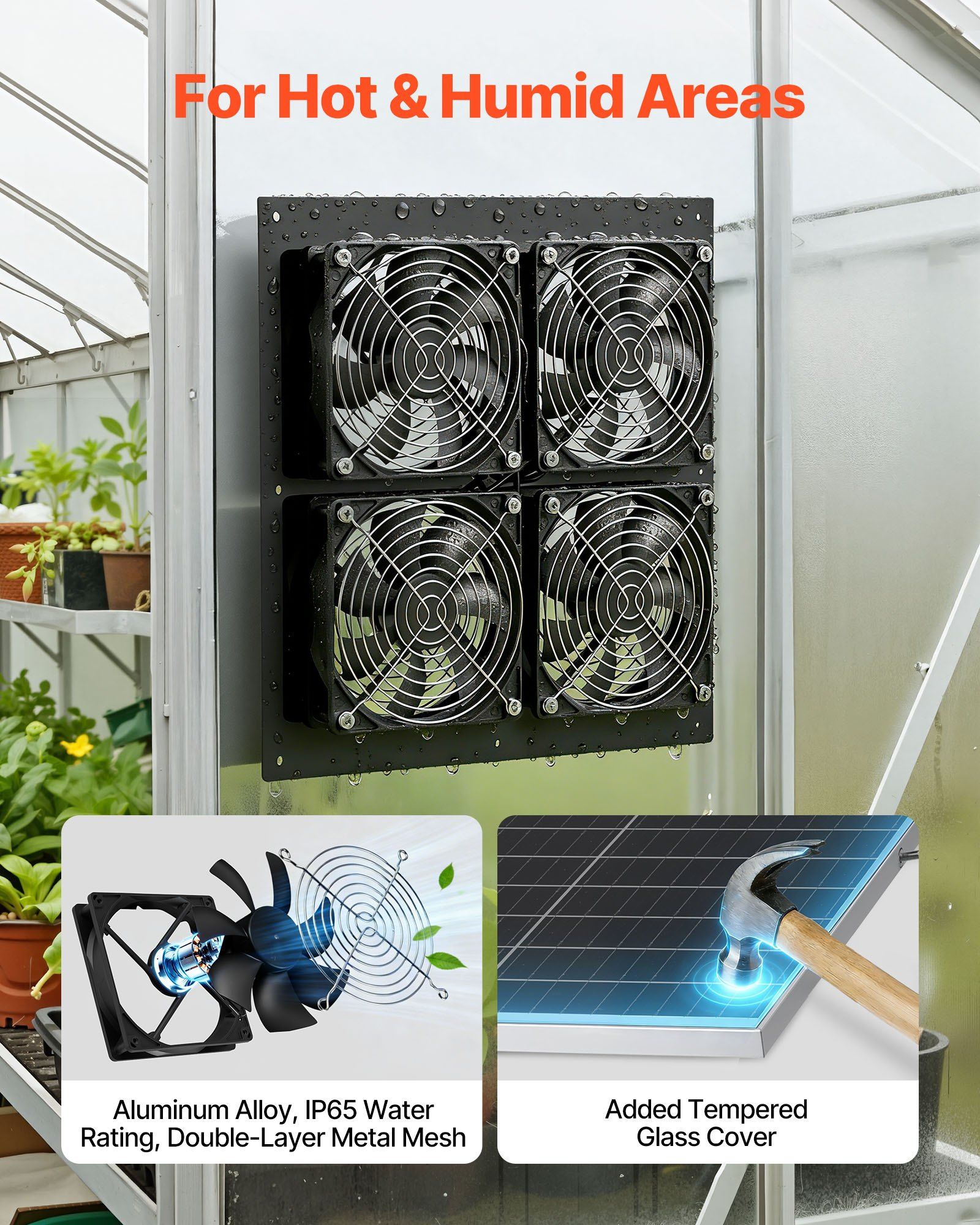 Solar Powered Fan, 25W Solar Panel with 4 Fans, Adjustable Solar Panel Angle, 2668 RPM High-Speed, Flexible V952-KQWSXHFJDTYN5TENT001Y3