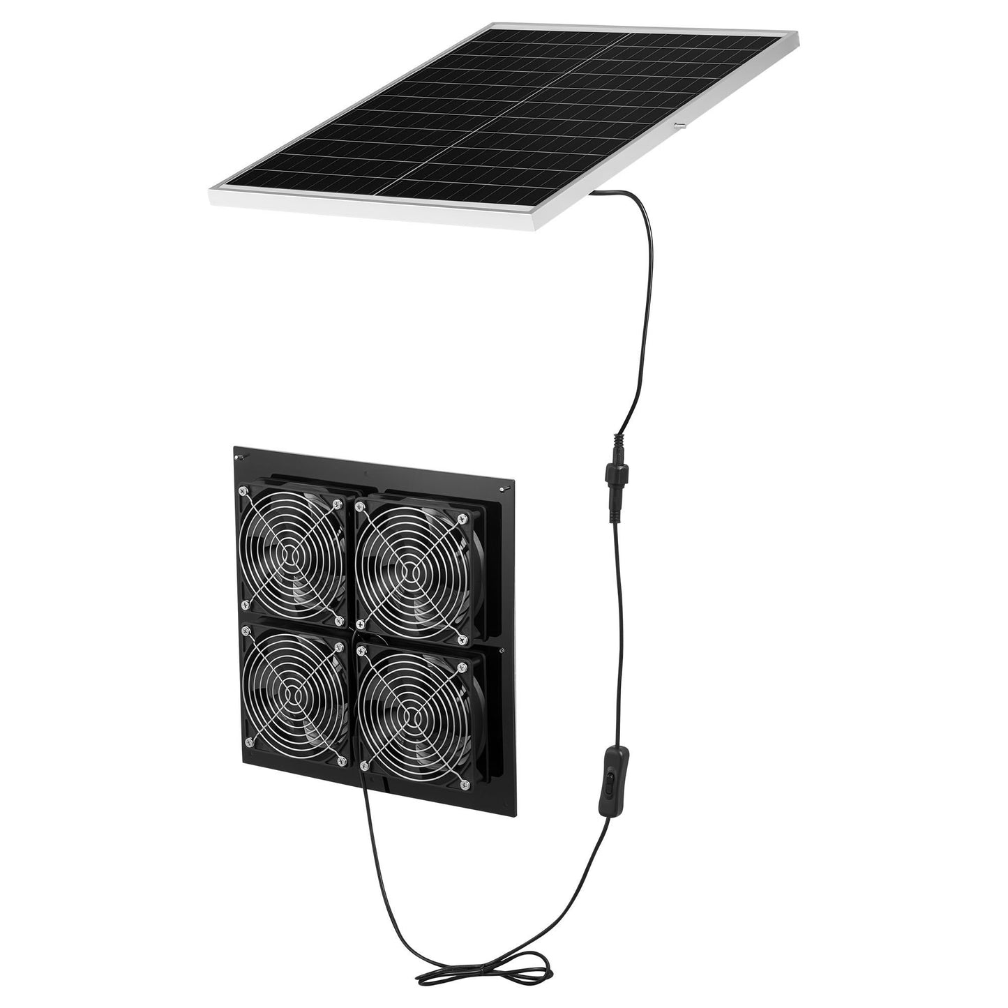 Solar Powered Fan, 25W Solar Panel with 4 Fans, Adjustable Solar Panel Angle, 2668 RPM High-Speed, Flexible V952-KQWSXHFJDTYN5TENT001Y3