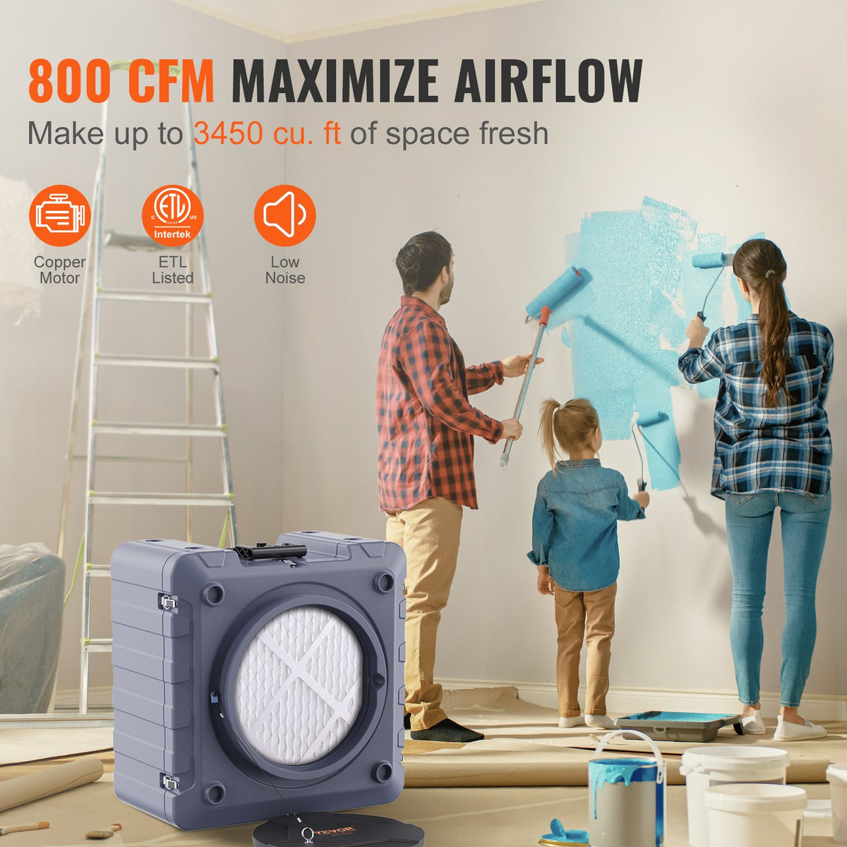 Air Scrubber with 3-Stage Filtration, Stackable Negative Air Machine 800 CFM, Air Cleaner with MERV10, V952-KQXDQJ3800CFMYP0KV3