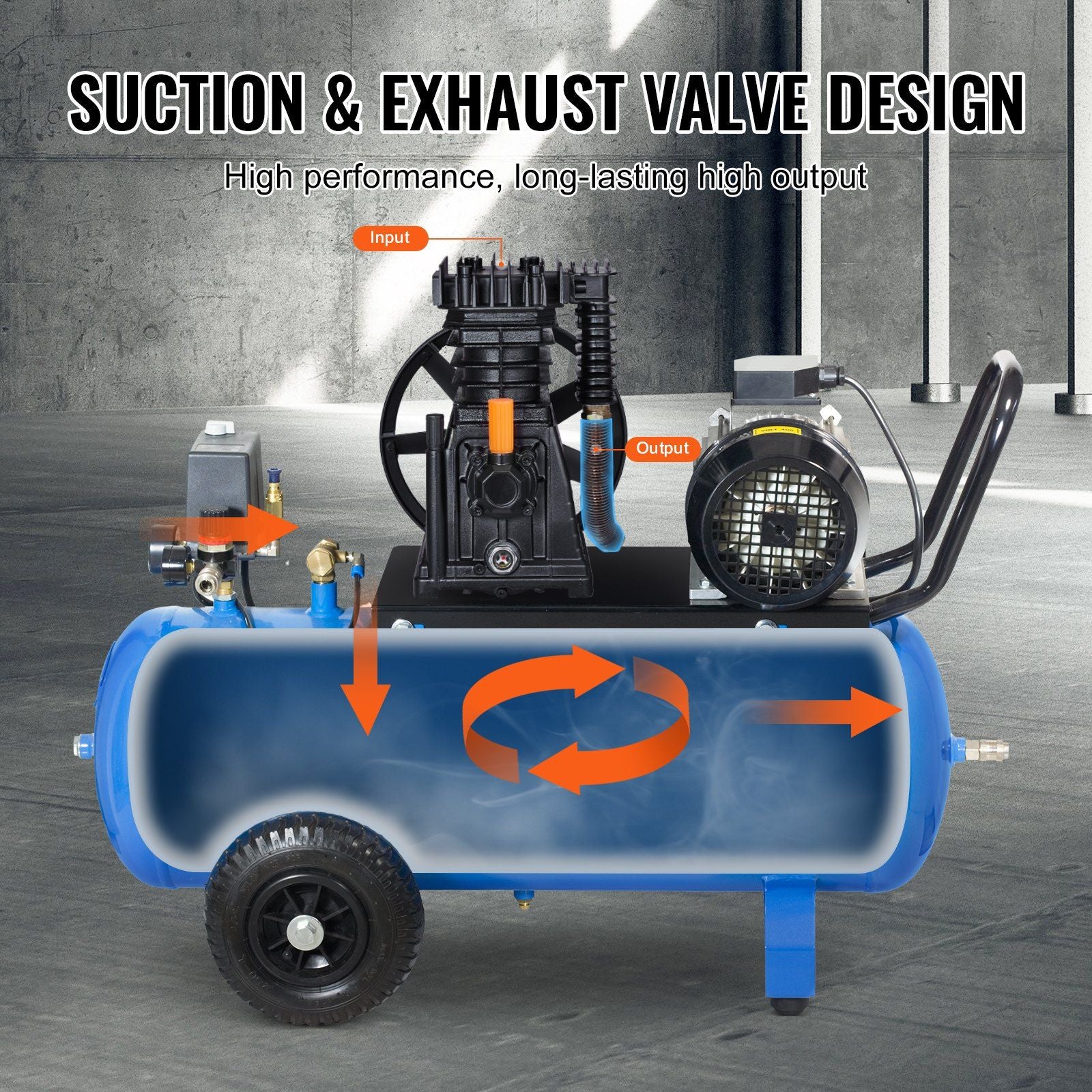 Air Compressor Pump Head, 3HP 5.8CFM @ 90PSI, Twin Cylinder Oil Lubricated Air Compressor Piston Pump Head, V952-KQYSJBTHSSBT4JDUMV0