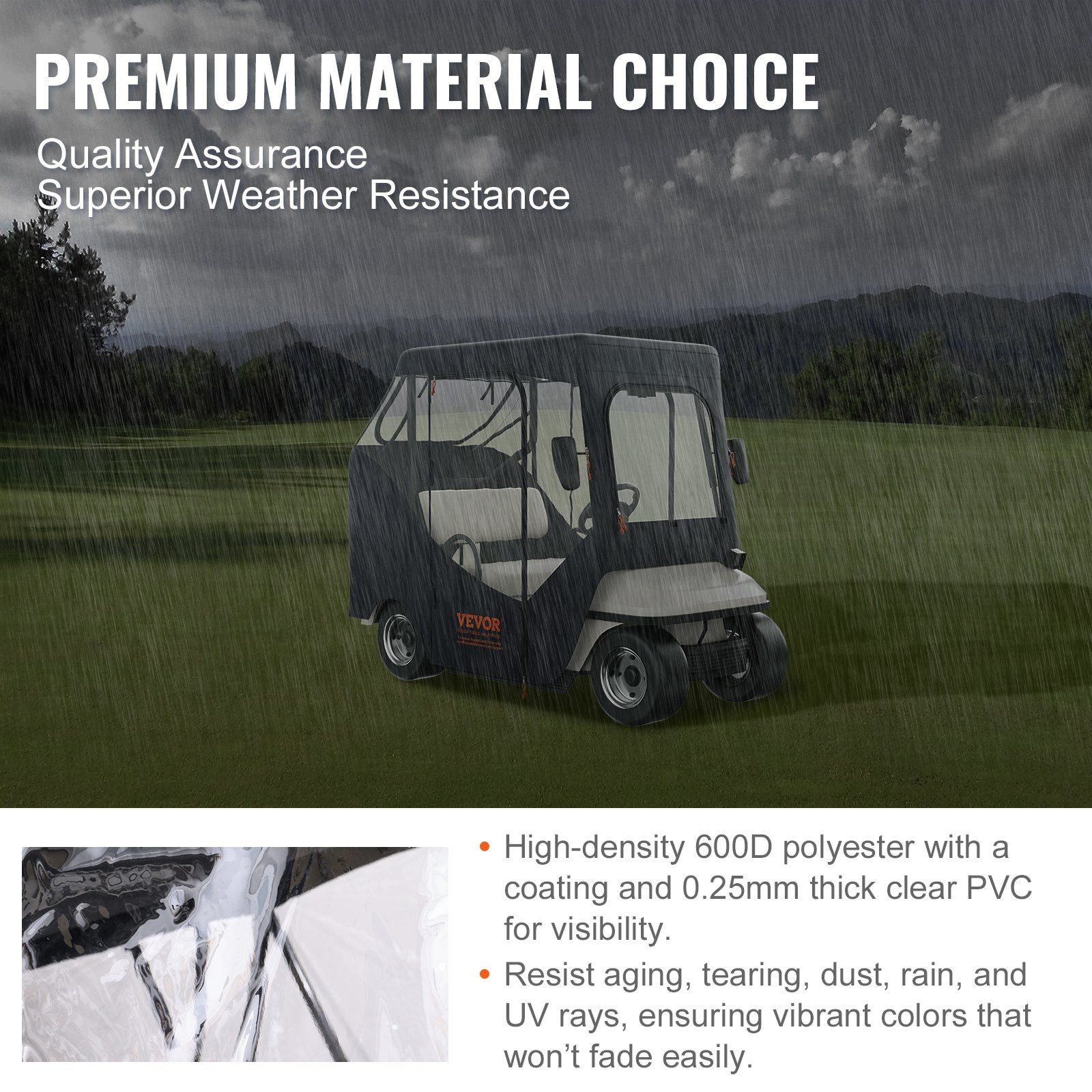 Golf Cart Enclosure, Polyester Driving Enclosure, Club Car Covers Suitable for 2-Seater Golf Carts, Sunproof V952-KSHGEFCZGMDJ7155KV0