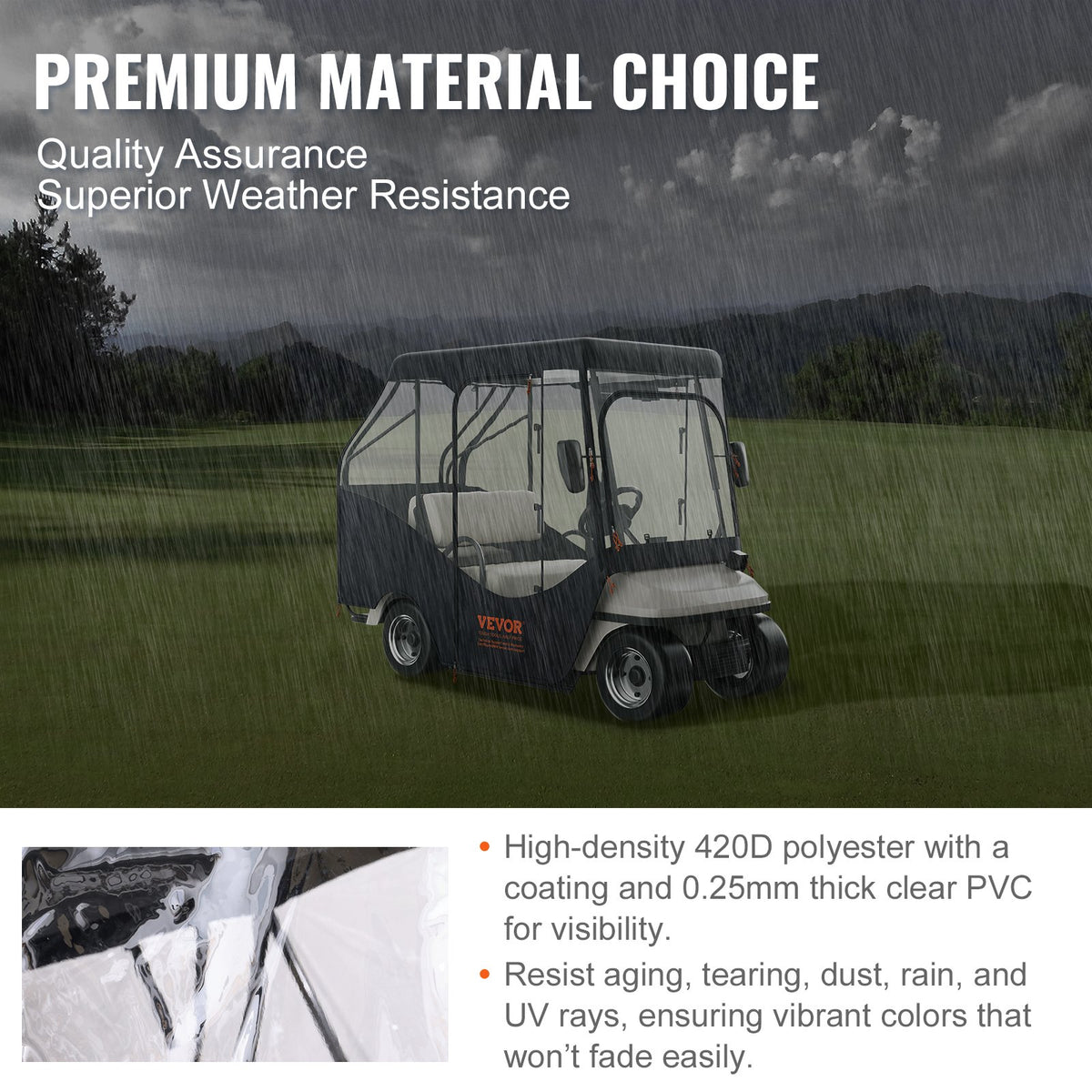 Golf Cart Enclosure, 420D Polyester Driving Enclosure with 4-Sided Transparent Windows, 4 Passenger Club Car V952-KSHGEFCZGMDJB8OZ9V0