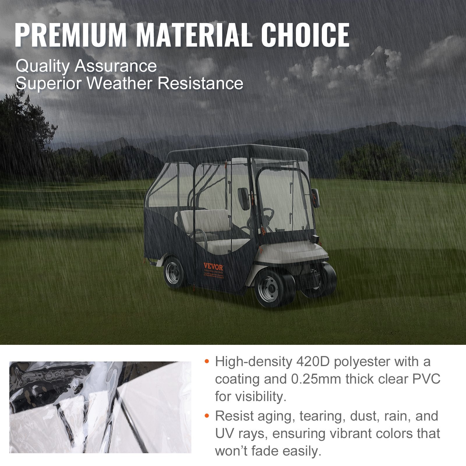 Golf Cart Enclosure, 420D Polyester Driving Enclosure with 4-Sided Transparent Windows, 4 Passenger Club Car V952-KSHGEFCZGMDJB8OZ9V0
