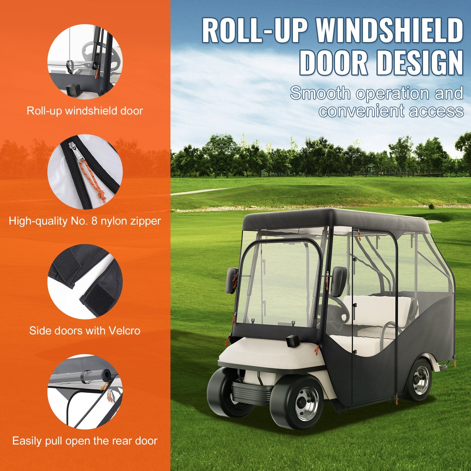 Golf Cart Enclosure, 420D Polyester Driving Enclosure with 4-Sided Transparent Windows, 4 Passenger Club Car V952-KSHGEFCZGMDJB8OZ9V0