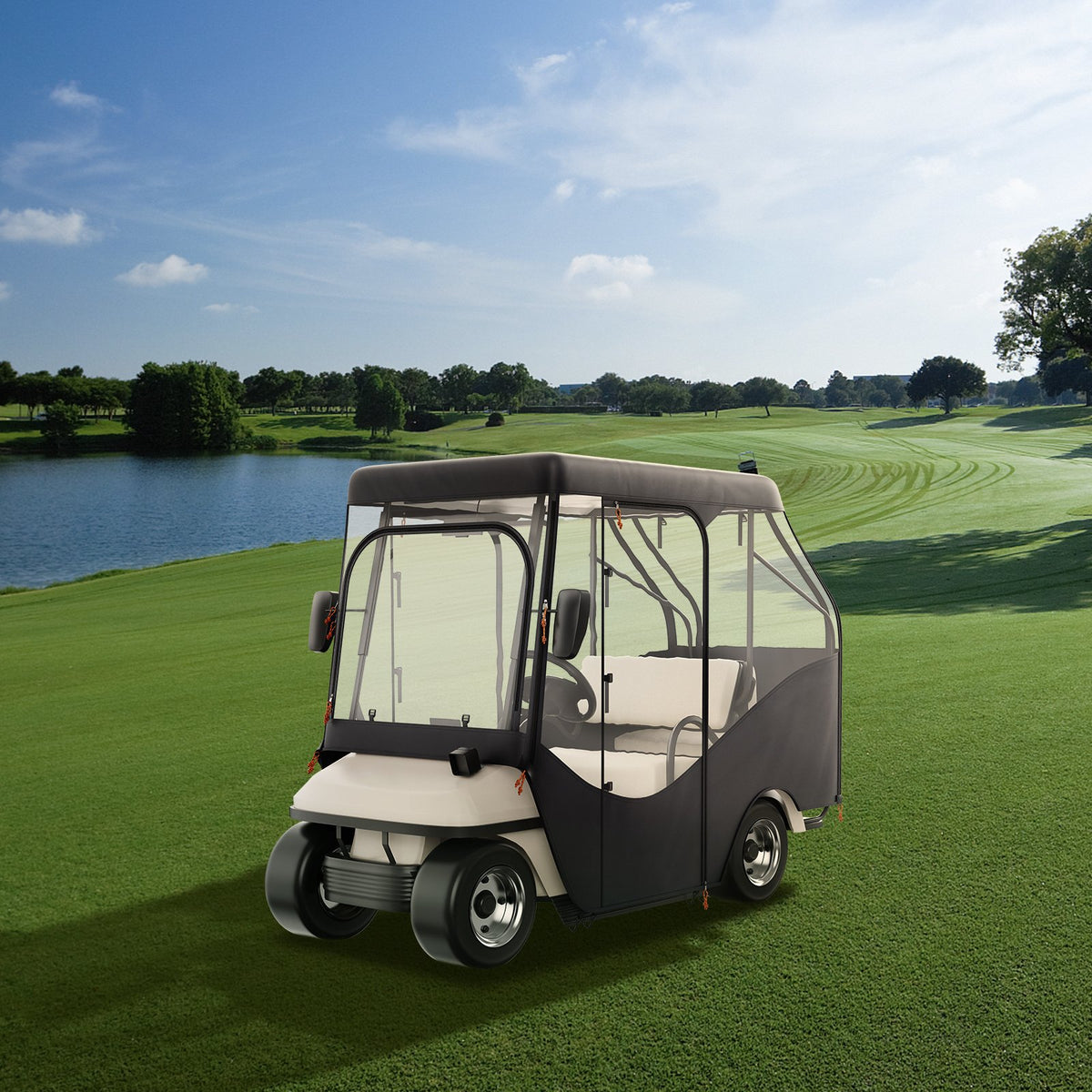 Golf Cart Enclosure, 420D Polyester Driving Enclosure with 4-Sided Transparent Windows, 4 Passenger Club Car V952-KSHGEFCZGMDJB8OZ9V0