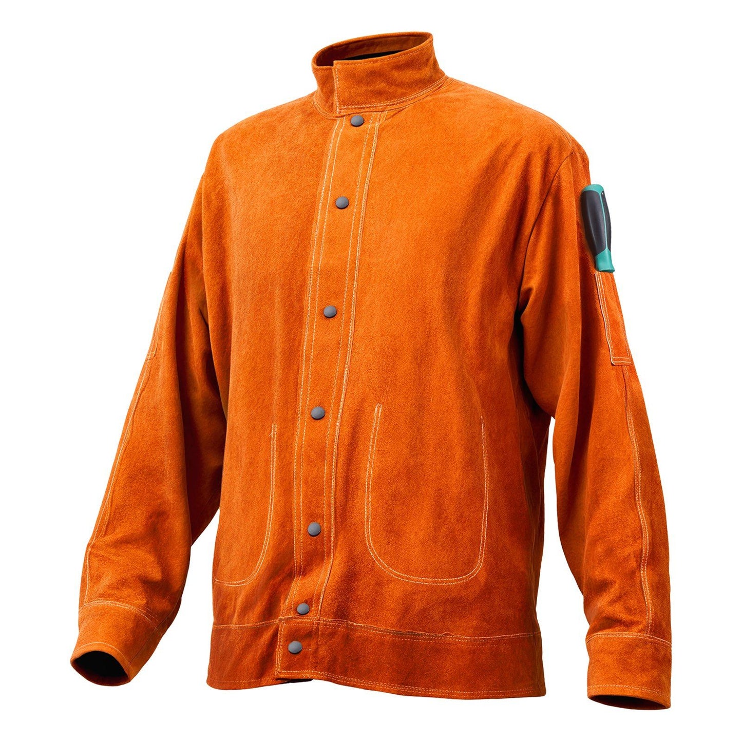 Flame-Resistant Welding Jacket - M Size, Heavy Duty Cowhide Leather Welding Jacket, Waterproof Heat-Resistant V952-KSNPKKSKNPAKH1SAOV0