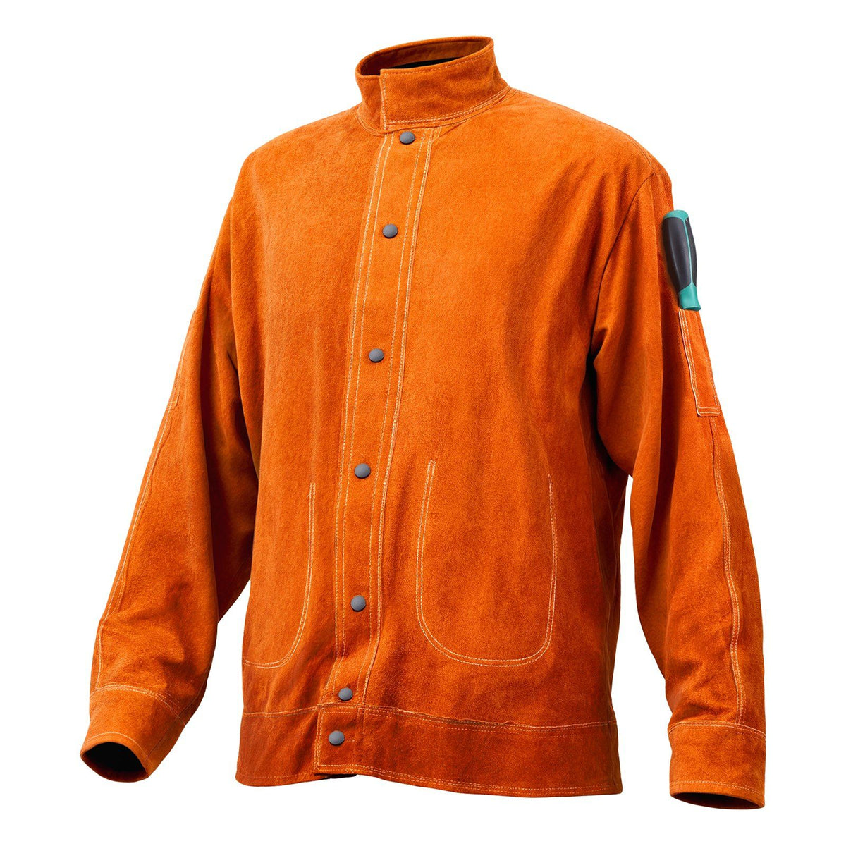 Flame-Resistant Welding Jacket - M Size, Heavy Duty Cowhide Leather Welding Jacket, Waterproof Heat-Resistant V952-KSNPKKSKNPAKH1SAOV0