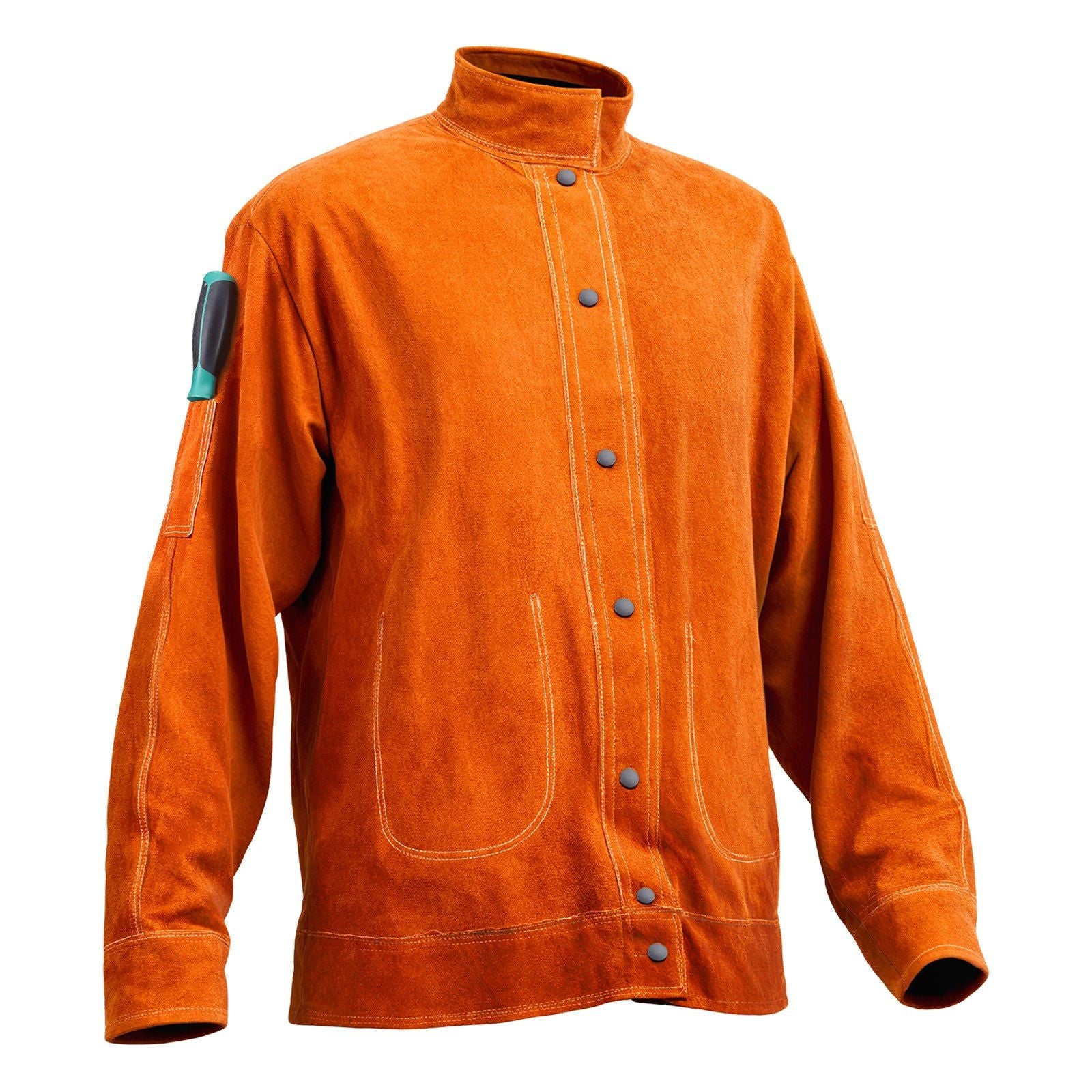 Flame-Resistant Welding Jacket - M Size, Heavy Duty Cowhide Leather Welding Jacket, Waterproof Heat-Resistant V952-KSNPKKSKNPAKH1SAOV0