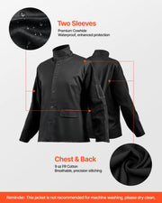 FR Welding Jacket XXL Size Heavy Duty Cowhide Leather & 9oz FR Cotton
