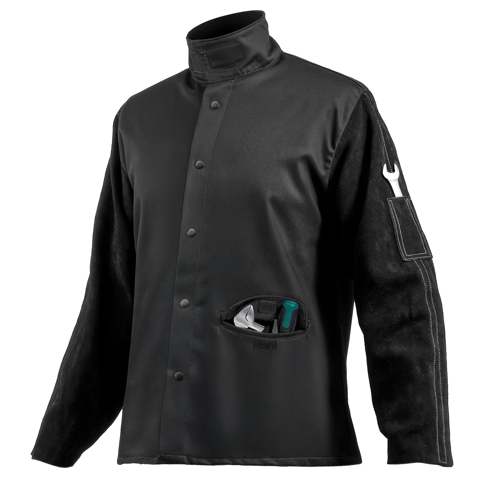 FR Welding Jacket XXL Size Heavy Duty Cowhide Leather & 9oz FR Cotton