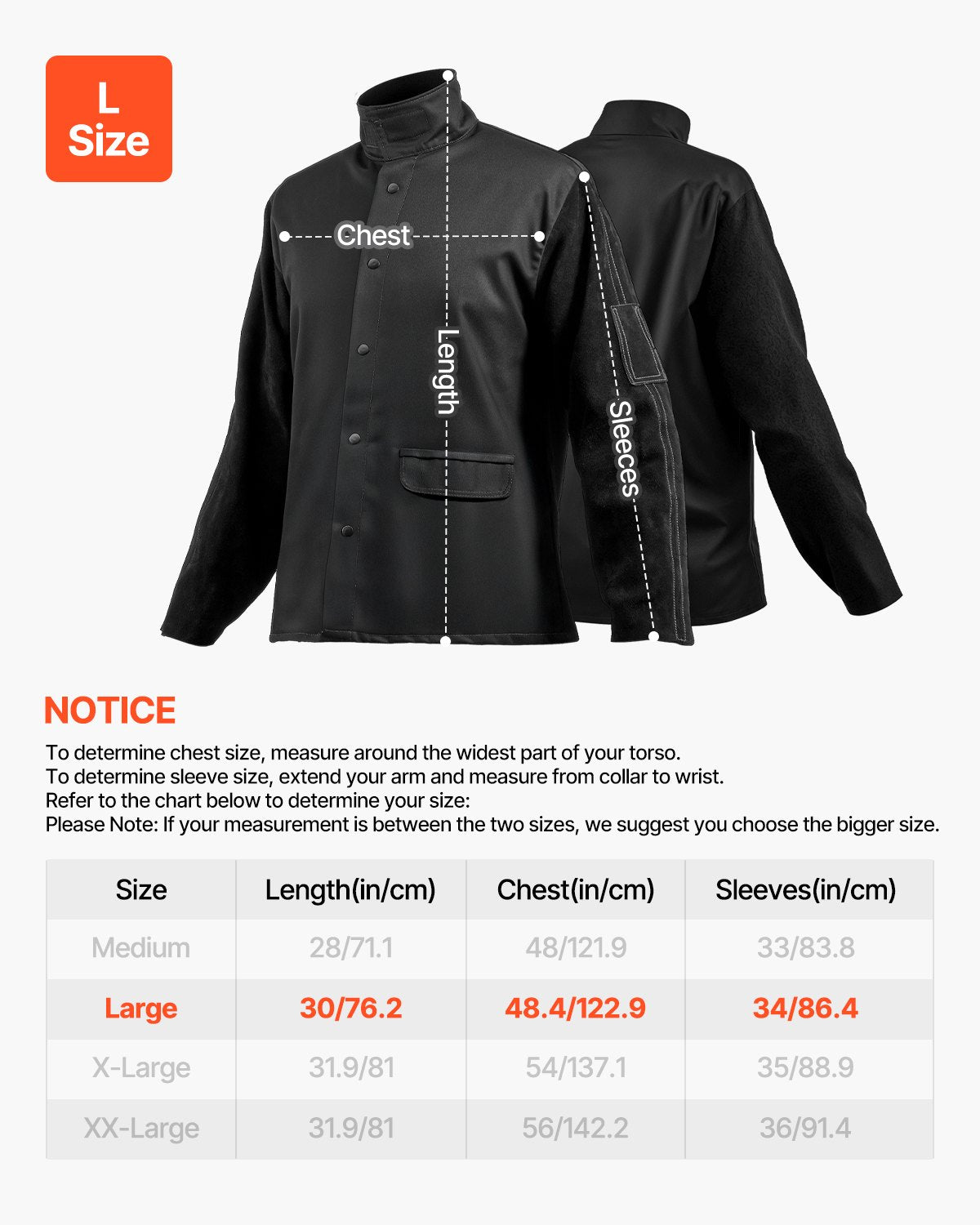 FR Welding Jacket L Size Heavy Duty Cowhide Leather & 9oz FR Cotton V952-KSNPKKSKNPCMANONPV0