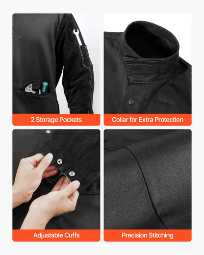 FR Welding Jacket XL Size Heavy Duty Cowhide Leather & 9oz FR Cotton V952-KSNPKKSKNPCMZ1GHFV0