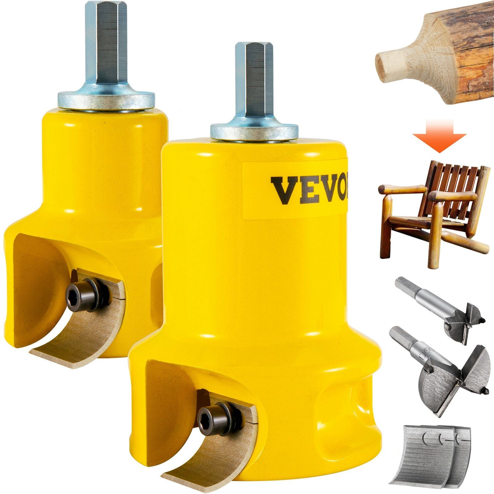 Tenon Cutter, 1""/25.4mm & 2""/50.8mm Diameter, with Dual Curved Blades & Button Screws Home Master Kit, V952-KSZYCHYCYDB12PO9XV0