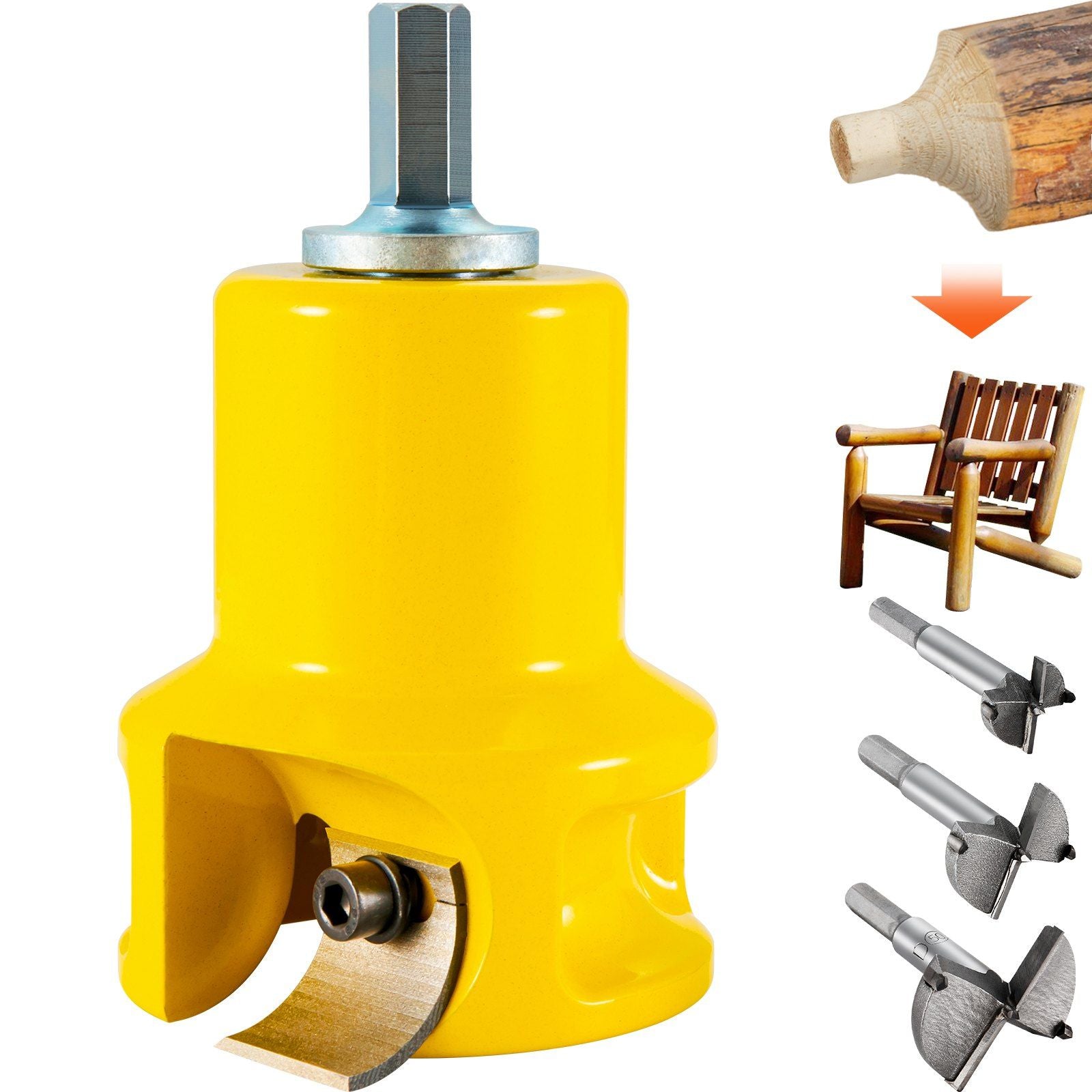 Tenon Cutter, 1.5" / 38 mm Diameter, Premium Aluminum & Steel Log Furniture Cutter, with Dual Curved Blades & V952-KSZYCYDBDDWC19K3MV0