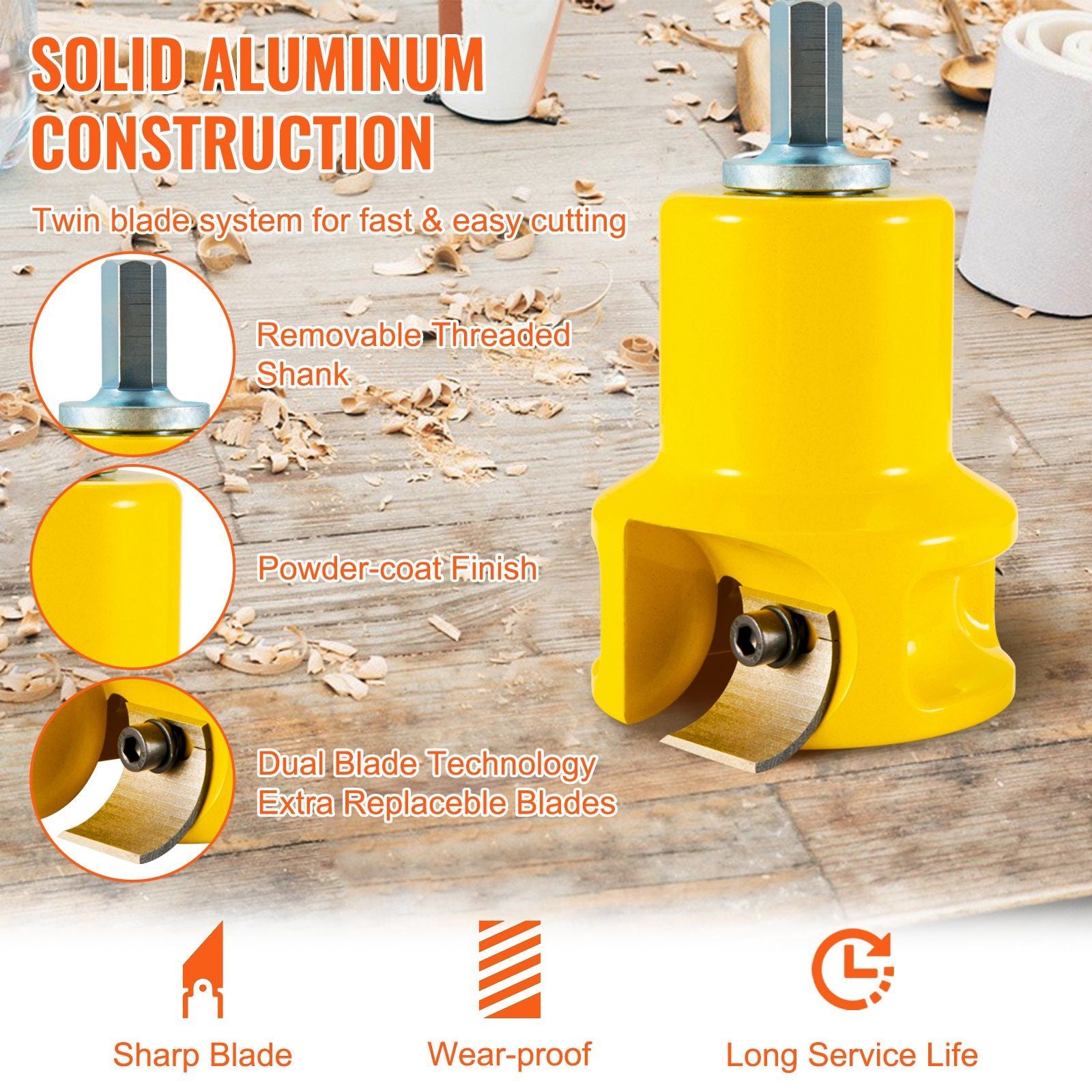 Tenon Cutter, 1.5" / 38 mm Diameter, Premium Aluminum & Steel Log Furniture Cutter, with Dual Curved Blades & V952-KSZYCYDBDDWC19K3MV0