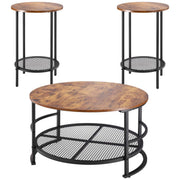 3 Pieces Round Coffee Table Set 80 cm with 2 End Tables for Living Room V952-KTZZTZTMYZWPM7ELZ001V0