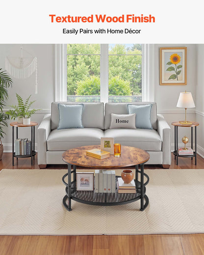 3 Pieces Round Coffee Table Set 80 cm with 2 End Tables for Living Room V952-KTZZTZTMYZWPM7ELZ001V0