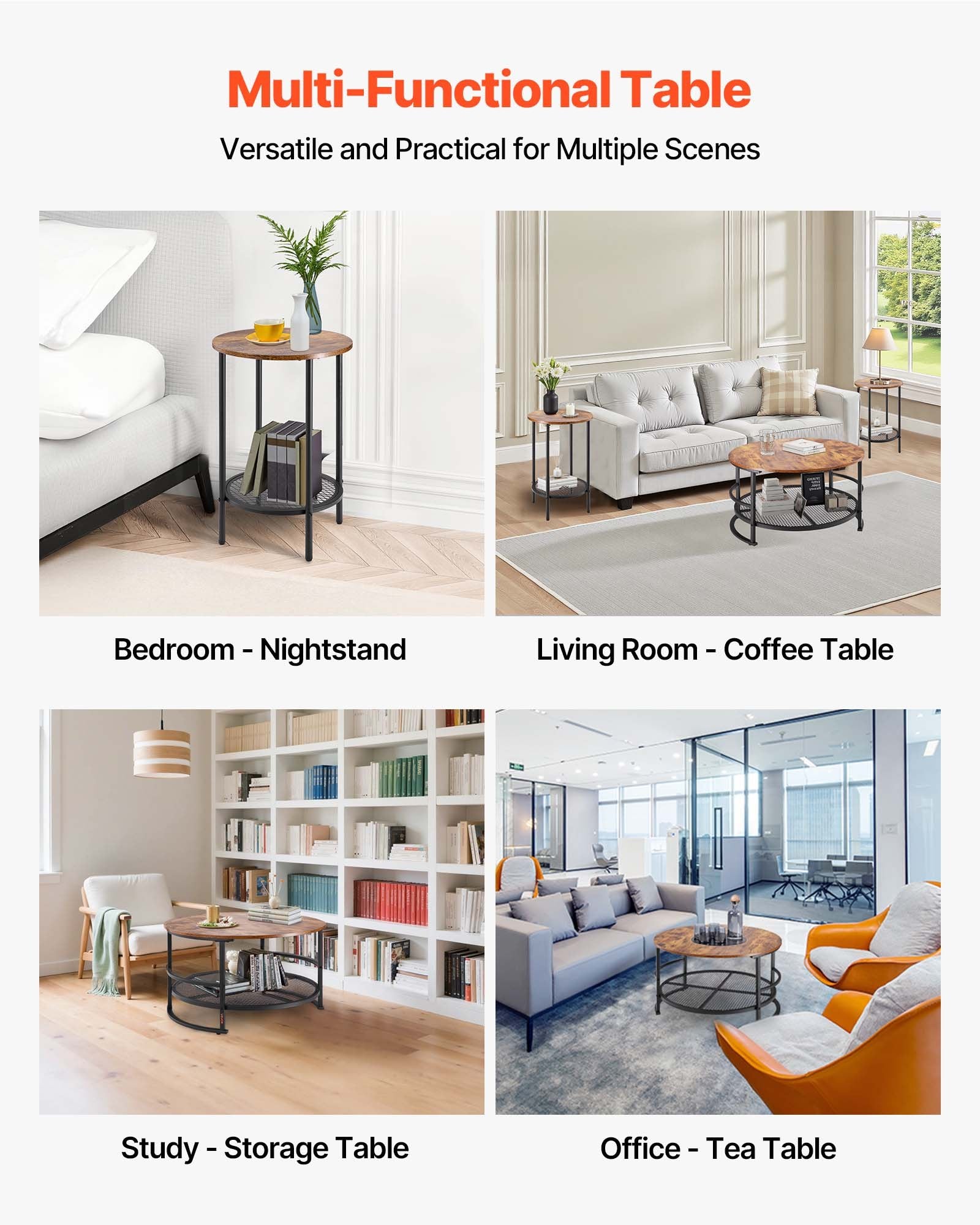 3 Pieces Round Coffee Table Set 80 cm with 2 End Tables for Living Room V952-KTZZTZTMYZWPM7ELZ001V0
