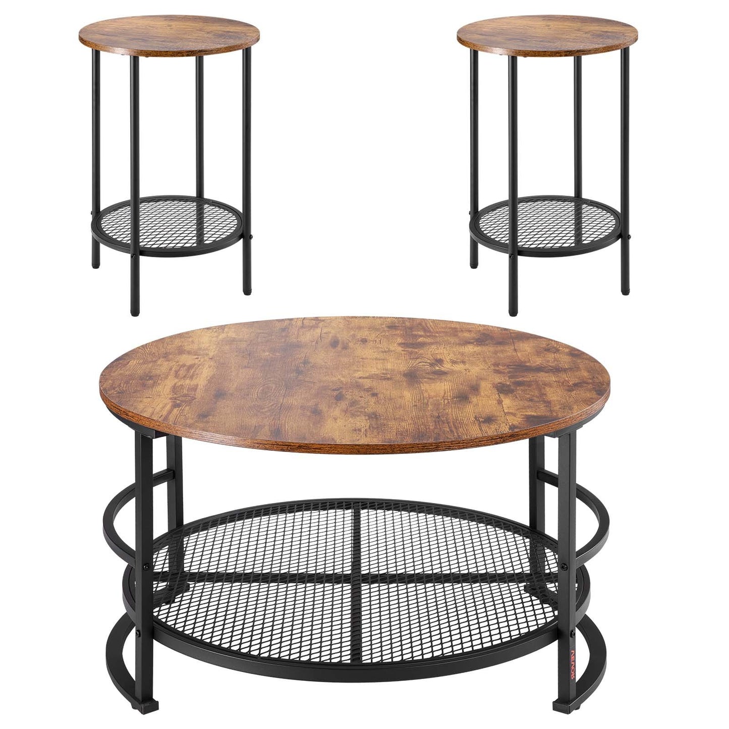 3 Pieces Round Coffee Table Set 80 cm with 2 End Tables for Living Room V952-KTZZTZTMYZWPM7ELZ001V0