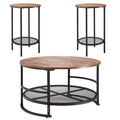 3 Pieces Round Coffee Table Set 80 cm with 2 End Tables for Living Room V952-KTZZTZTMYZWPM7ELZ001V0