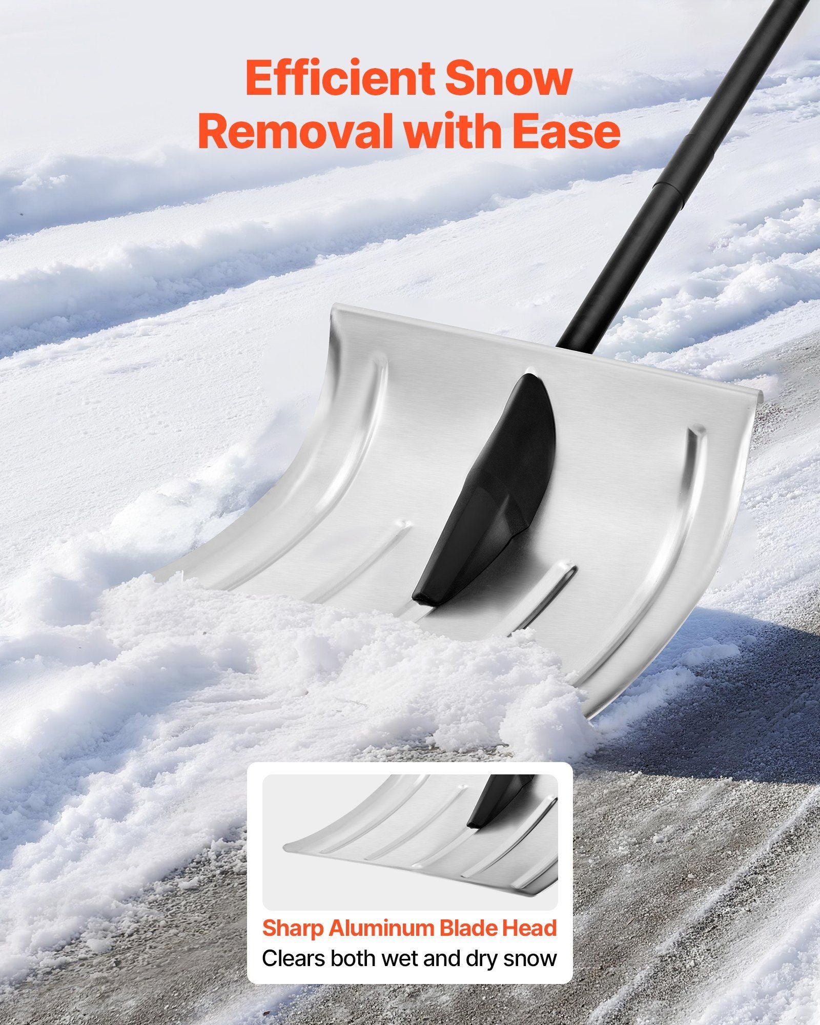 Snow Shovel for Driveway, 40cm Wide Aluminum Alloy Snow Shovel, Non Slip Grip, Large Capacity Snowplow V952-KXCLHJ16INCHF6PLG001V0