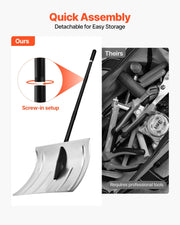Snow Shovel for Driveway, 40cm Wide Aluminum Alloy Snow Shovel, Non Slip Grip, Large Capacity Snowplow V952-KXCLHJ16INCHF6PLG001V0