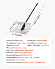 Snow Shovel for Driveway, 40cm Wide Aluminum Alloy Snow Shovel, Non Slip Grip, Large Capacity Snowplow V952-KXCLHJ16INCHF6PLG001V0