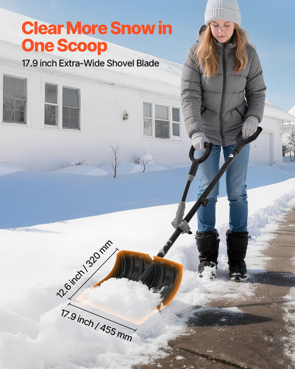 Snow Shovel for Driveway, 45.5cm Wide Snow Shovel with Assist D-shaped Handles, Non Slip Grip, Large Capacity V952-KXCSL18INCH02TFW3001V0