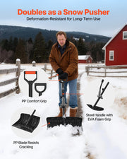 Snow Shovel for Driveway, 45.5cm Wide Snow Shovel with Assist D-shaped Handles, Non Slip Grip, Large Capacity V952-KXCSL18INCH02TFW3001V0