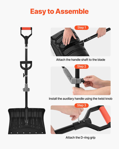 Snow Shovel for Driveway, 45.5cm Wide Snow Shovel with Assist D-shaped Handles, Non Slip Grip, Large Capacity V952-KXCSL18INCH02TFW3001V0