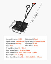 Snow Shovel for Driveway, 45.5cm Wide Snow Shovel with Assist D-shaped Handles, Non Slip Grip, Large Capacity V952-KXCSL18INCH02TFW3001V0