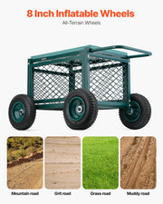 Rolling Garden Cart with Seat, Metal Rolling Garden Work Seat with Wheels, Supports up to 181 kg, Heavy Duty V952-KYDHYZYZXCWKUET6P001V0