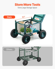Rolling Garden Cart with Seat, Metal Rolling Garden Work Seat with Wheels, Supports up to 181 kg, Heavy Duty V952-KYDHYZYZXCWKUET6P001V0