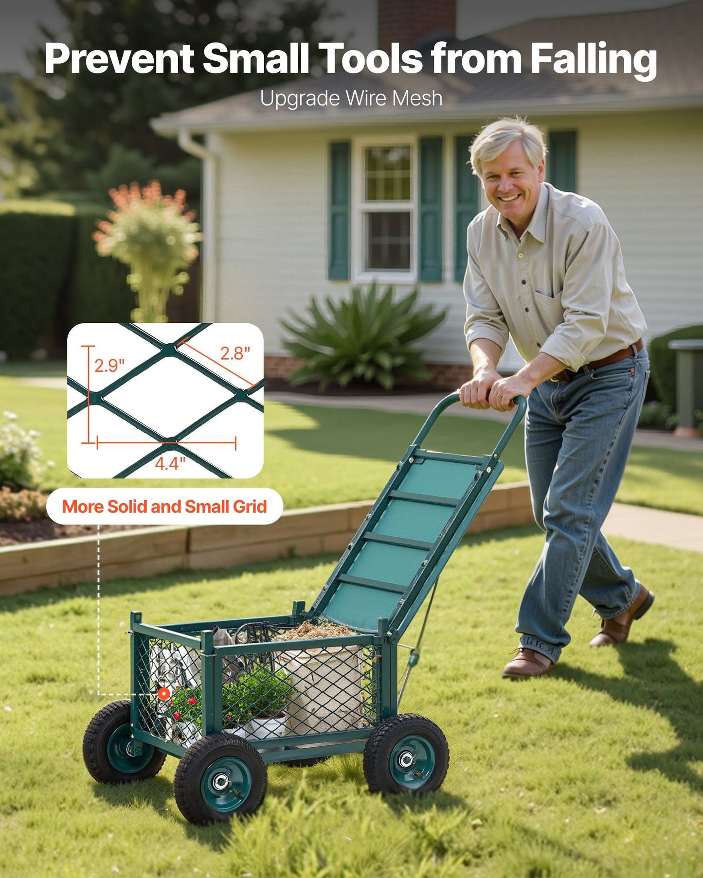 Rolling Garden Cart with Seat, Metal Rolling Garden Work Seat with Wheels, Supports up to 181 kg, Heavy Duty V952-KYDHYZYZXCWKUET6P001V0