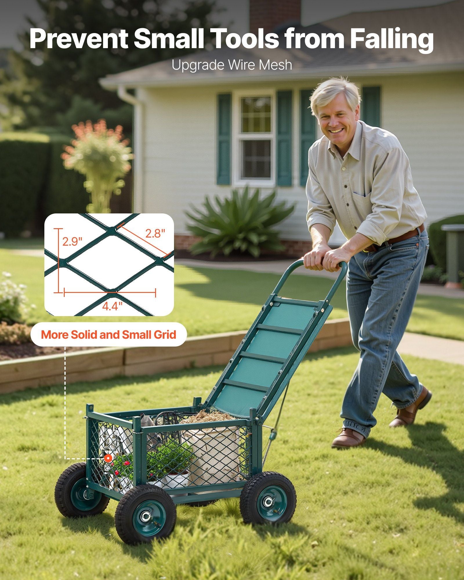 Rolling Garden Cart with Seat, Metal Rolling Garden Work Seat with Wheels, Supports up to 181 kg, Heavy Duty V952-KYDHYZYZXCWKUET6P001V0