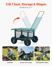 Rolling Garden Cart with Seat, Metal Rolling Garden Work Seat with Wheels, Supports up to 181 kg, Heavy Duty V952-KYDHYZYZXCWKUET6P001V0