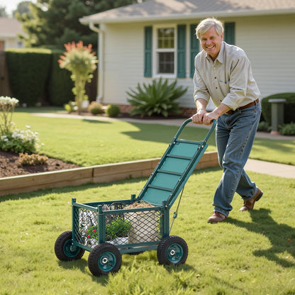 Rolling Garden Cart with Seat, Metal Rolling Garden Work Seat with Wheels, Supports up to 181 kg, Heavy Duty V952-KYDHYZYZXCWKUET6P001V0