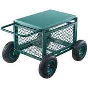 Rolling Garden Cart with Seat, Metal Rolling Garden Work Seat with Wheels, Supports up to 181 kg, Heavy Duty V952-KYDHYZYZXCWKUET6P001V0