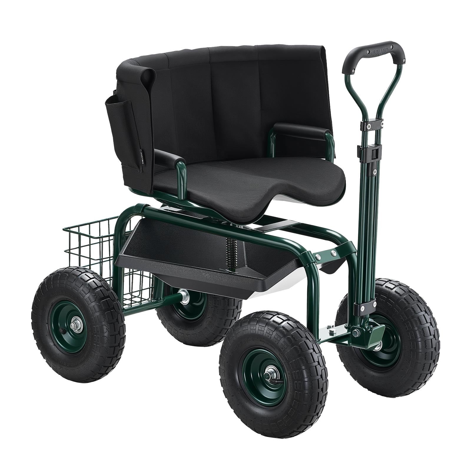 Rolling Garden Cart with Swivel Seat Wheels Extendable Handle Storage Box V952-KYDHYZYZXKSSSHX39001V0