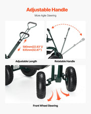 Rolling Garden Cart with Swivel Seat Wheels Extendable Handle Storage Box V952-KYDHYZYZXKSSSHX39001V0