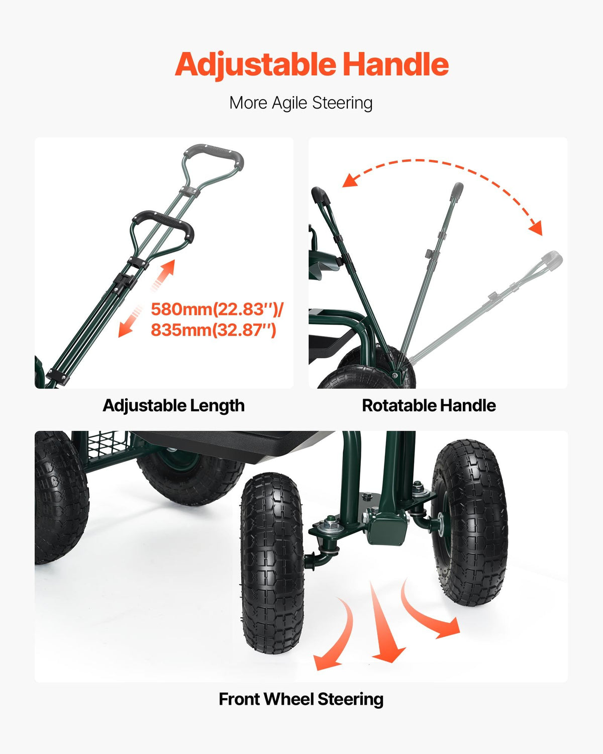 Rolling Garden Cart with Swivel Seat Wheels Extendable Handle Storage Box V952-KYDHYZYZXKSSSHX39001V0