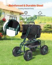 Rolling Garden Cart with Swivel Seat Wheels Extendable Handle Storage Box V952-KYDHYZYZXKSSSHX39001V0