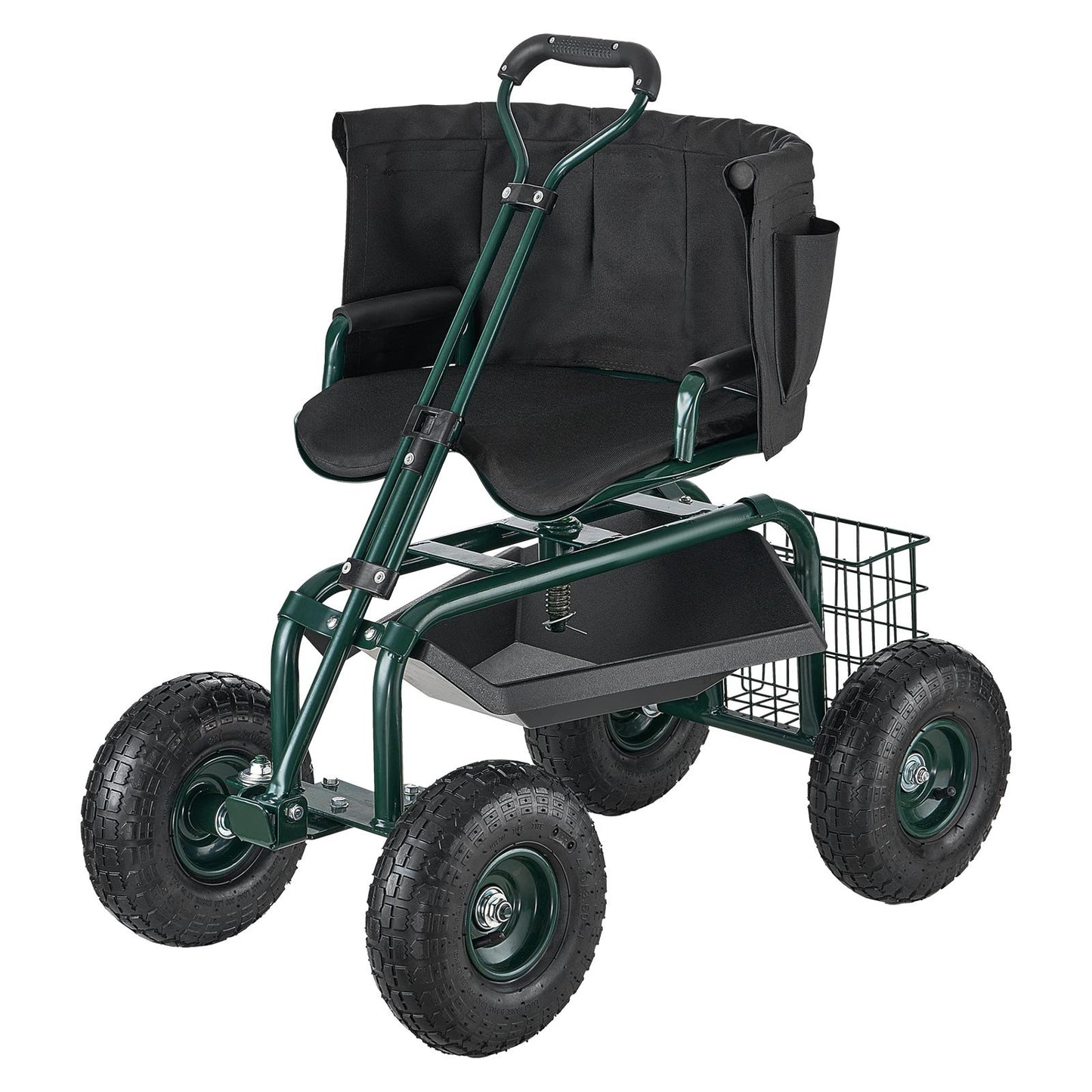 Rolling Garden Cart with Swivel Seat Wheels Extendable Handle Storage Box V952-KYDHYZYZXKSSSHX39001V0