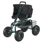 Rolling Garden Cart with Swivel Seat Wheels Extendable Handle Storage Box V952-KYDHYZYZXKSSSHX39001V0