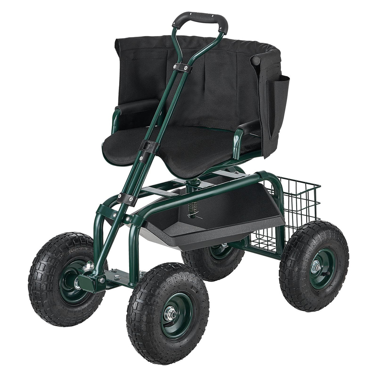 Rolling Garden Cart with Swivel Seat Wheels Extendable Handle Storage Box V952-KYDHYZYZXKSSSHX39001V0